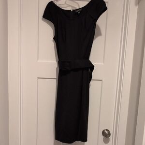 Adrianna Papell Elegant Black Midi Dress With Belt